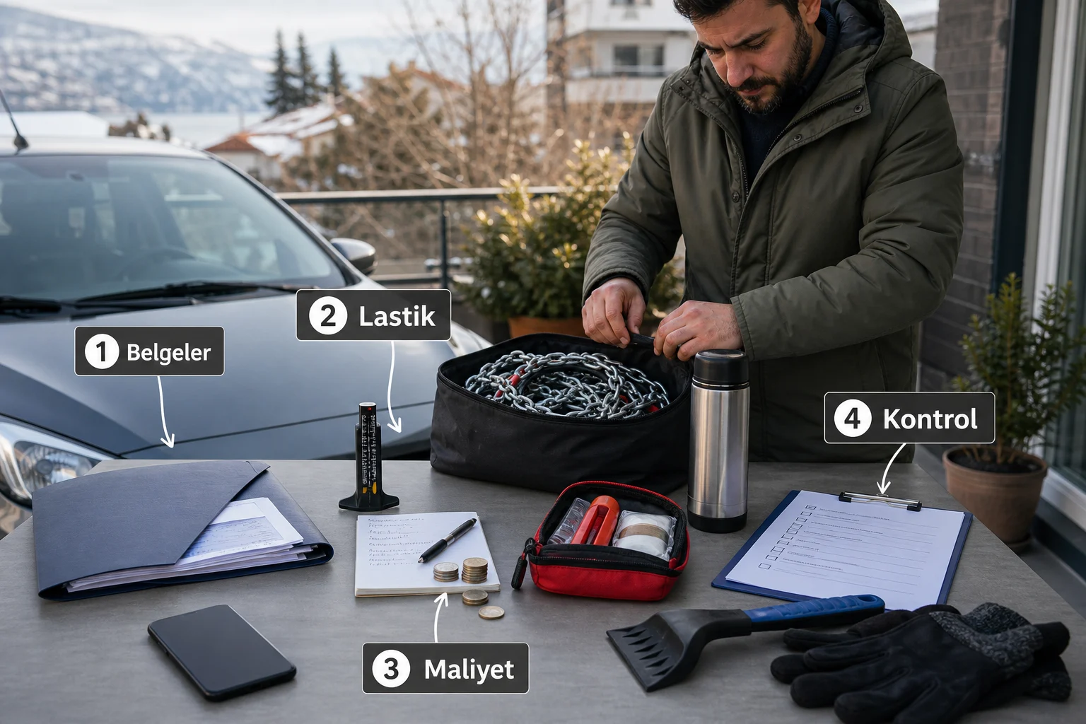 Açıklamalı görsel: 3. Adım adım süreç - Kış yolculuğu hazırlığı: Maliyetler, Belgeler ve Sık Yapılan Hatalar