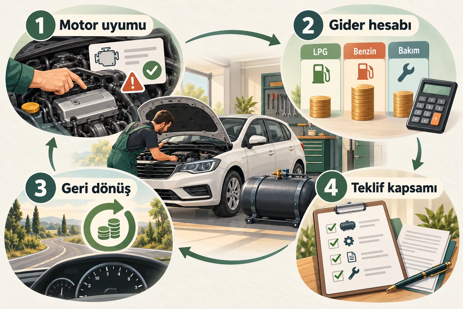 İnfografik: Adım adım süreç: Montajdan önce ne kontrol edilmeli? - LPG dönüşümü kararı: Maliyetler, Belgeler ve Sık Yapılan Hatalar