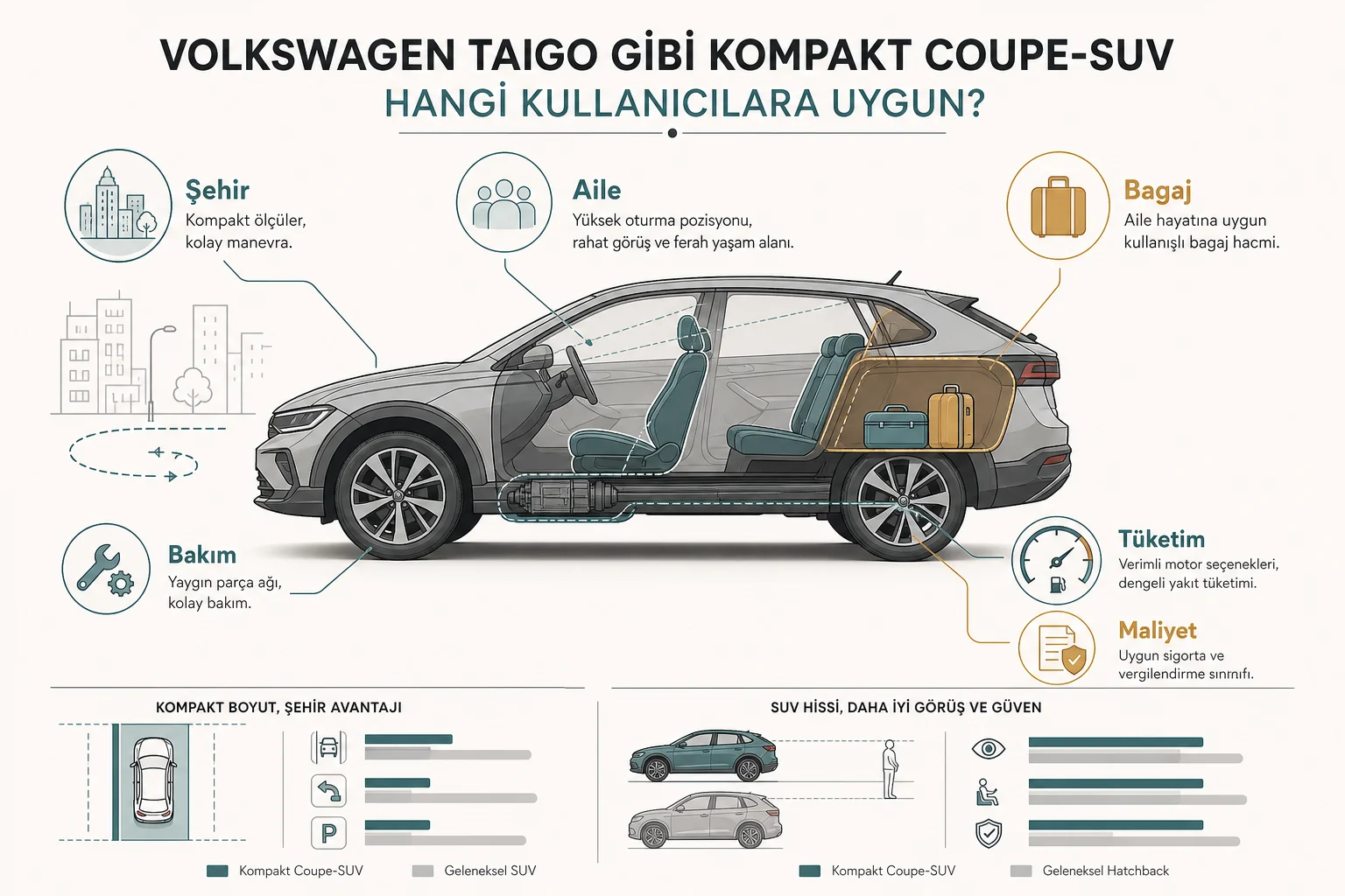 İnfografik: Volkswagen Taigo hangi kullanıcıya hitap ediyor? - Volkswagen Taigo: Bakım, Tüketim ve Sahiplik Maliyeti