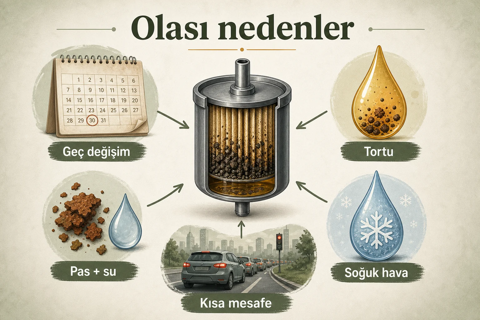 İnfografik: Olası nedenler - Yakıt filtresi: Servise Ne Zaman Gidilmeli?
