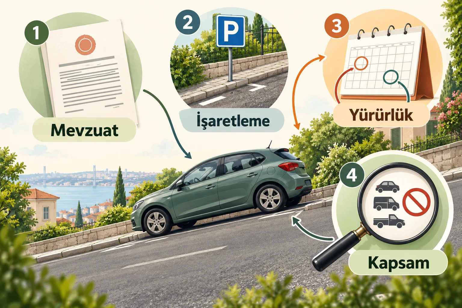 İnfografik: Yokuşta park kuralının resmî dayanağı nasıl kontrol edilir? - Yokuşta park: 2026 Mevzuat ve Yol Güvenliği Rehberi