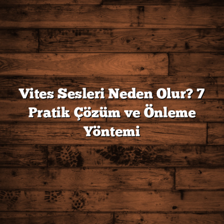Vites Sesleri Neden Olur? 7 Pratik Çözüm ve Önleme Yöntemi