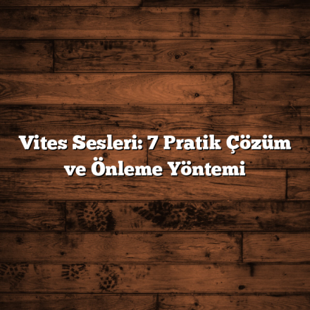 Vites Sesleri: 7 Pratik Çözüm ve Önleme Yöntemi